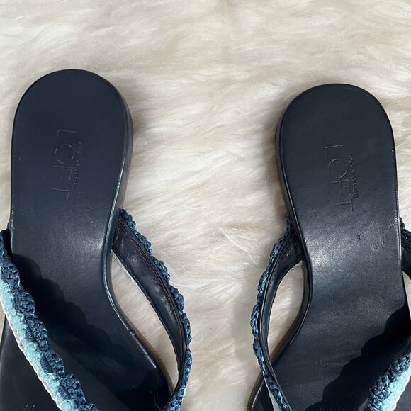 NEW LOFT Crochet Tri Tone Multicolor Blue Flip Flop Thong Slide Sandal 5/5.5 - Picture 14 of 14